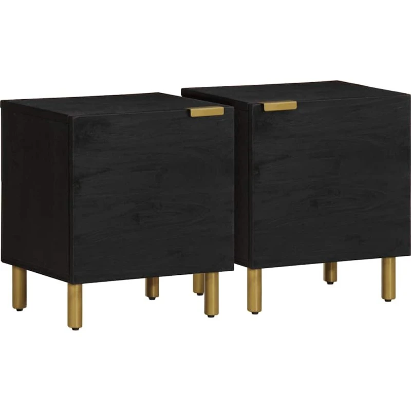 vidaXL Sengeborde 2 stk. 40x33x46 cm massivt mangotræ sort