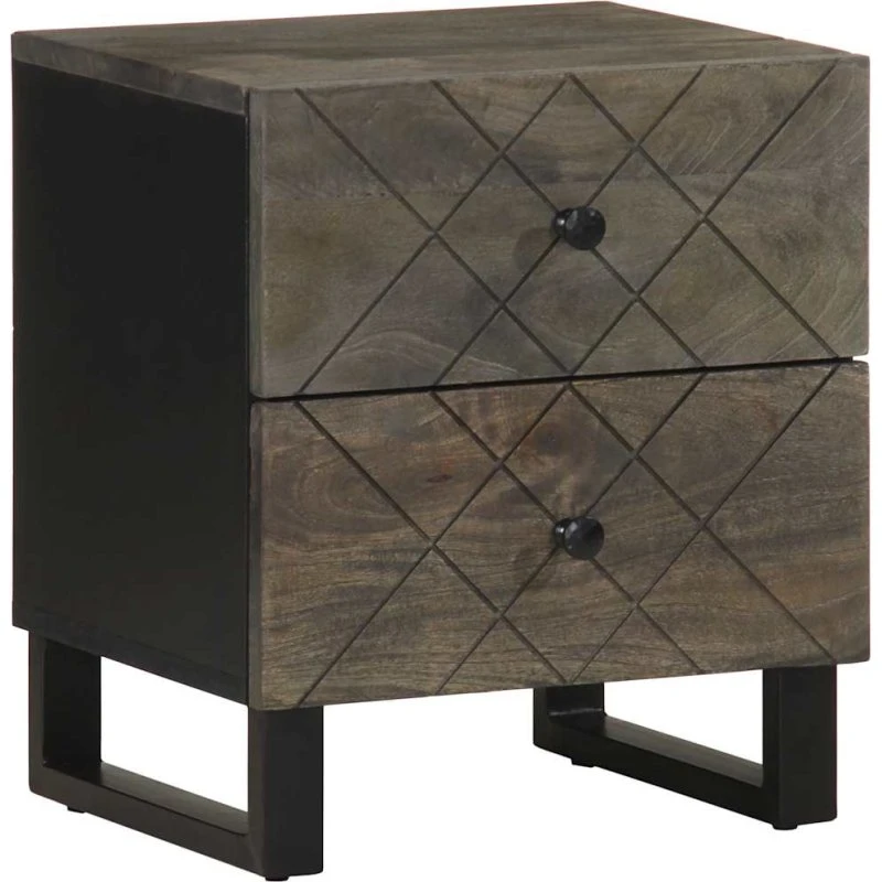 vidaXL sengebord 40x33x46 cm massivt mangotræ sort