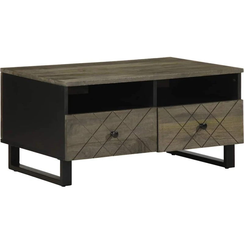 vidaXL sofabord 80x54x40 cm massivt mangotræ sort