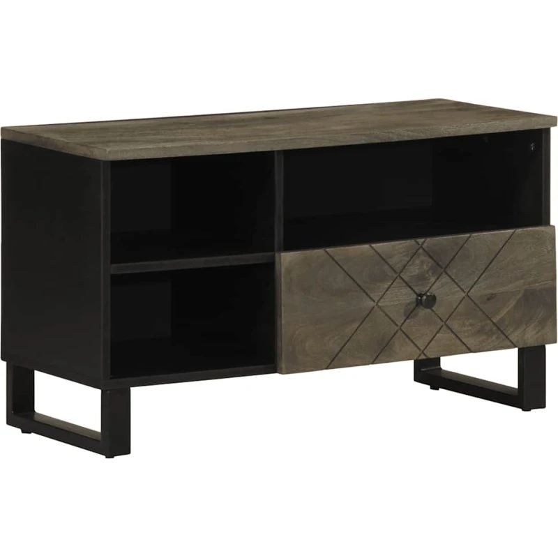 vidaXL tv-bord 80x33x46 cm massivt mangotræ sort