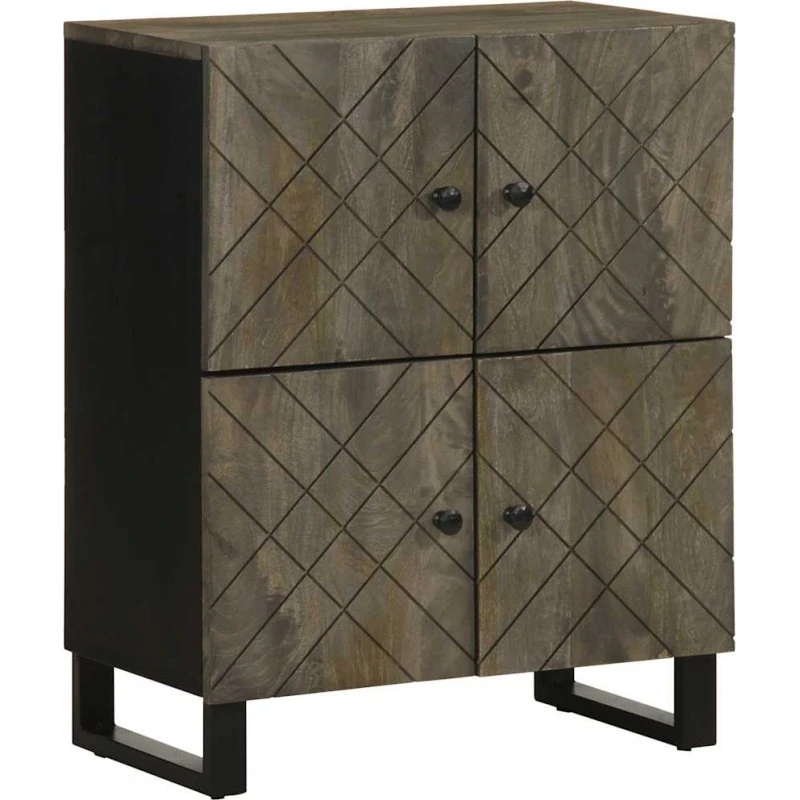 vidaXL Skænk 60x33x75 cm massivt mangotræ sort