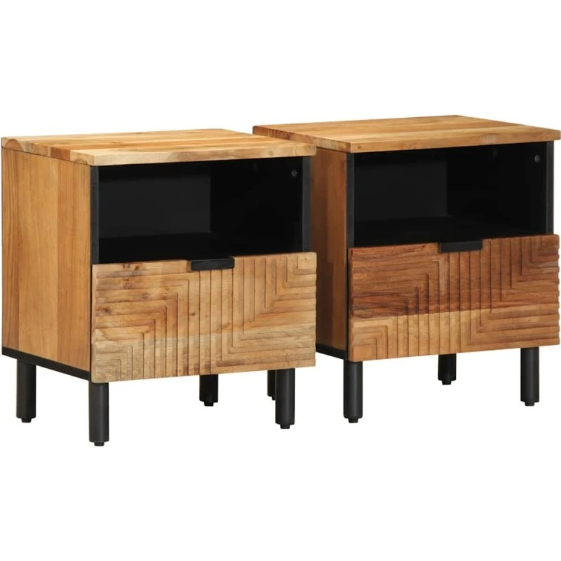 vidaXL Sengeborde 2 stk. 40x33x46 cm massivt akacietræ