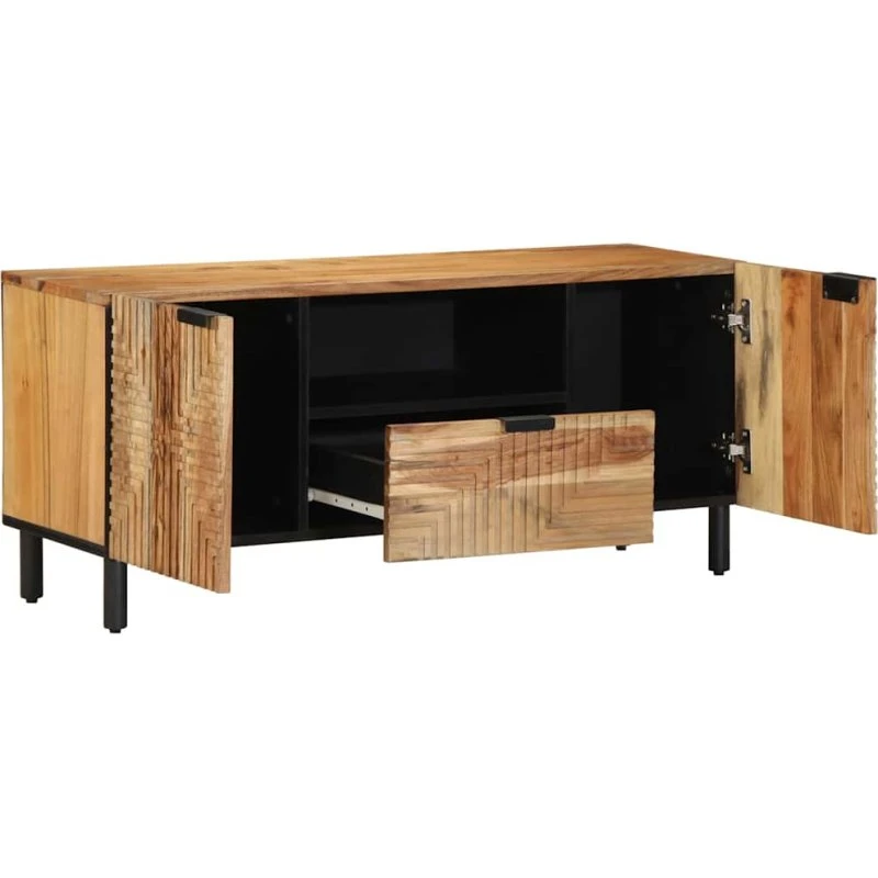 vidaXL TV Skab med Skuffe, Brun, 105 x 33,5 x 46 cm, Massivt Akacietræ