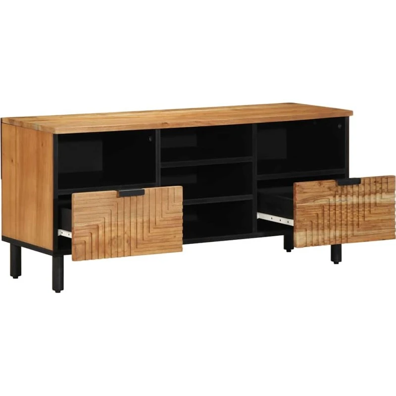 vidaXL TV Skab med Skuffe, Brun, 100 x 33,5 x 46 cm, Massivt Akacietræ