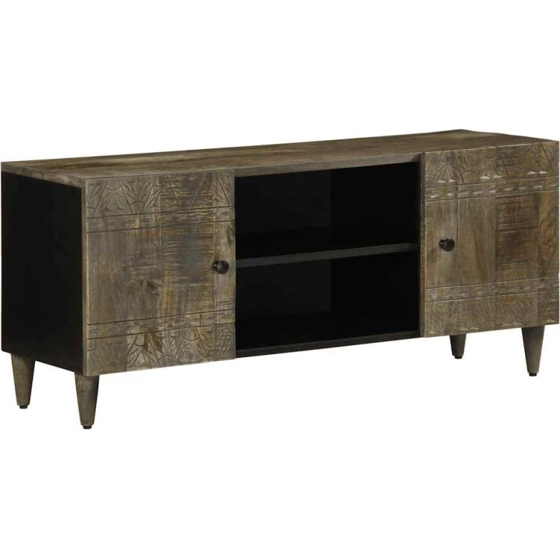 vidaXL tv-bord 105x33,5x46 cm massivt mangotræ lysegrå