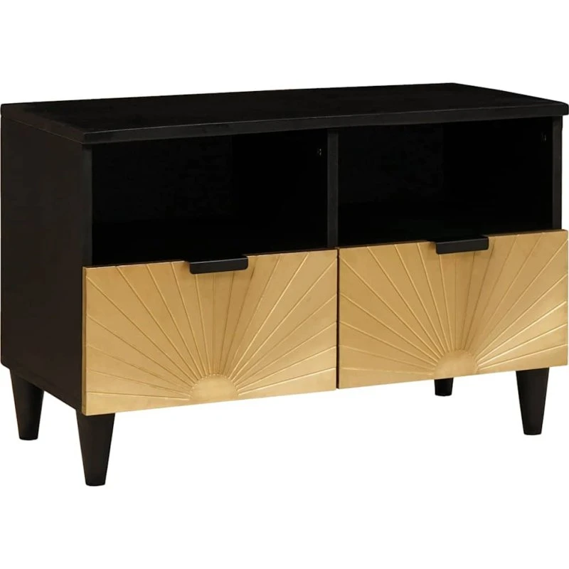 vidaXL TV-skab med skuffe, Sort/Guld, 70 x 33 x 46 cm, træ