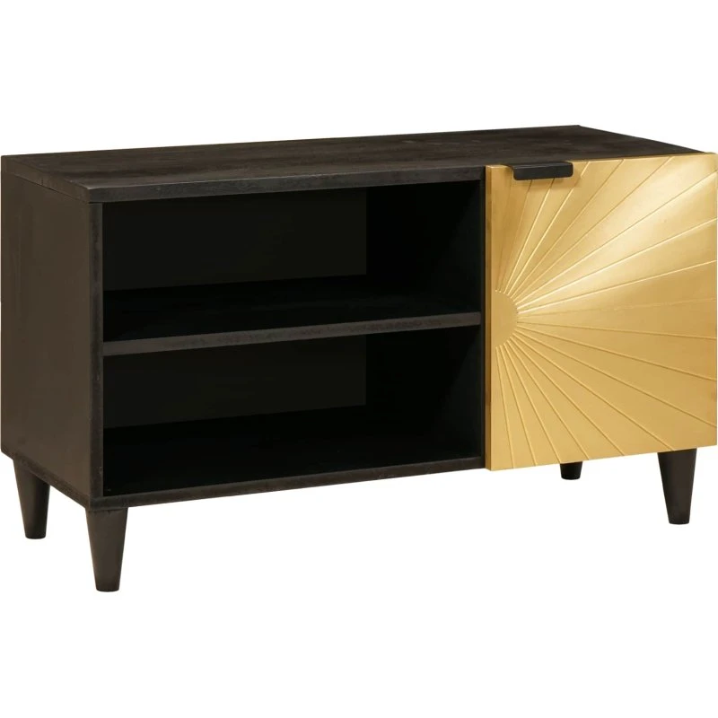 vidaXL TV-skab med hylde, Sort og Guld, 80 x 33 x 46 cm