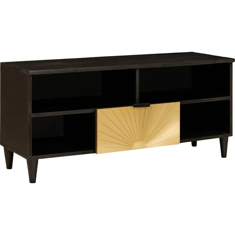 vidaXL TV-skab Sort og Guld 100 x 33 x 46 cm Konstrueret træ