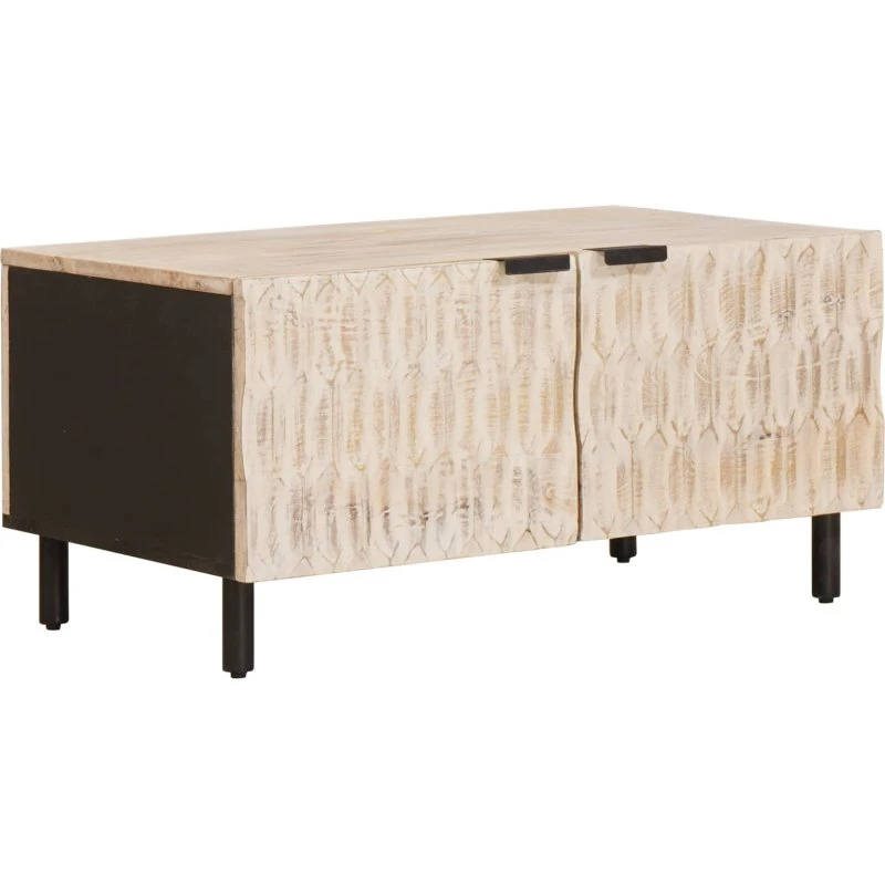 vidaXL Sofabord Hvid 80x50x40 cm Massivt Mangotræ