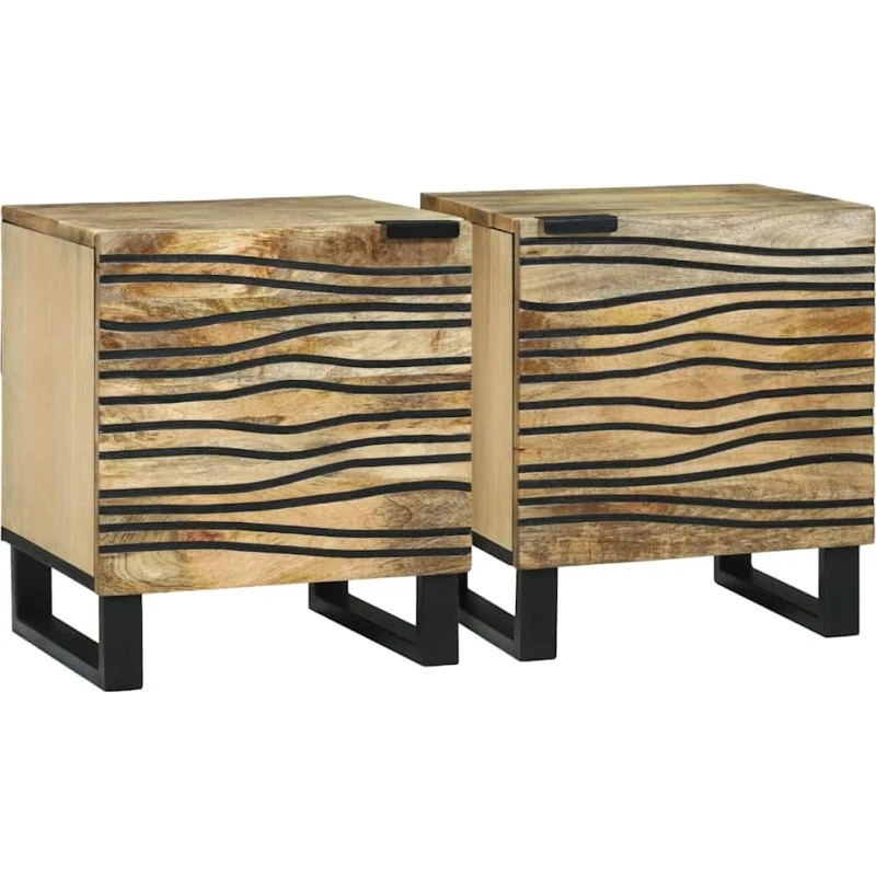vidaXL Natskab 2 stk Brun 40 x 33 x 46 cm Massivt akacietræ