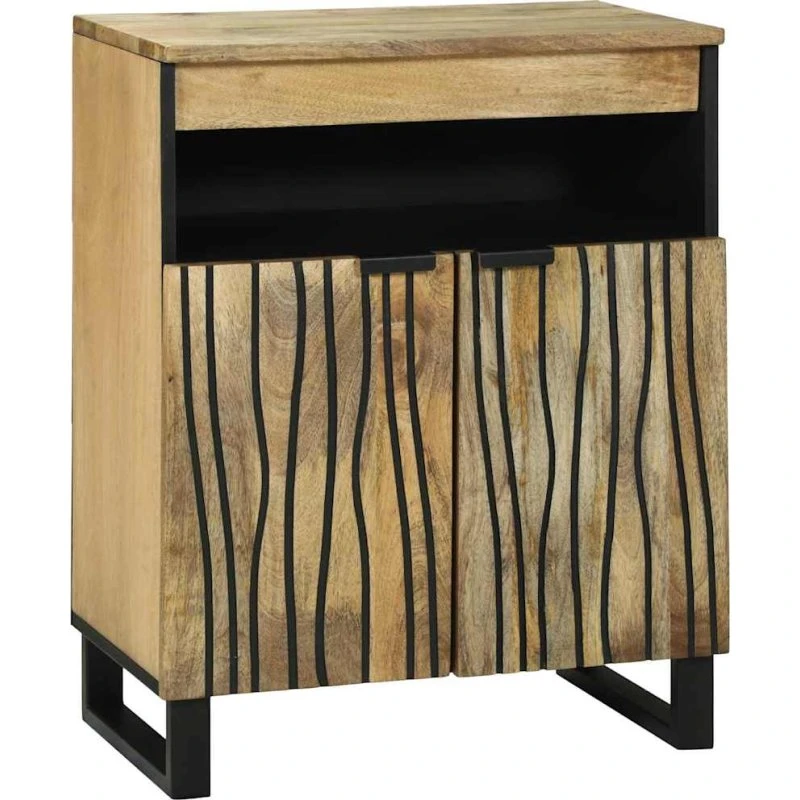 vidaXL Sideboard med skuffe, Brun, 60 x 33 x 75 cm, massivt mangotræ
