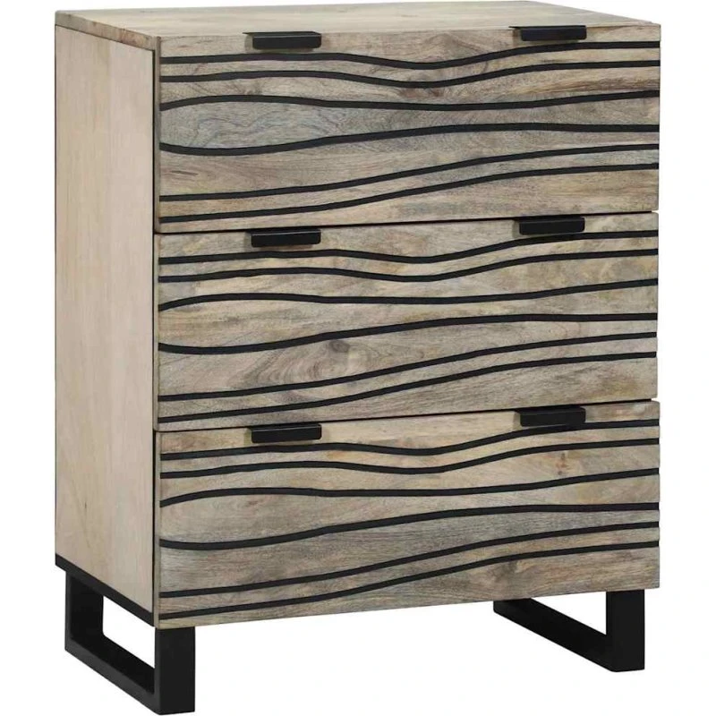 vidaXL Sideboard med skuffe Hvid 60 x 33,5 x 75 cm, massivt mangotræ
