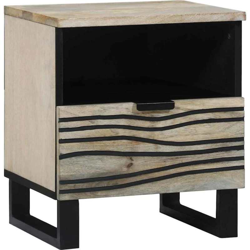 vidaXL Natskab Hvid og Sort 40 x 33 x 46 cm Massivt Akacietræ