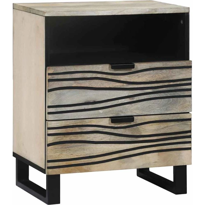 vidaXL Natskab Hvid og Sort 50 x 33 x 62 cm Massivt Akacietræ
