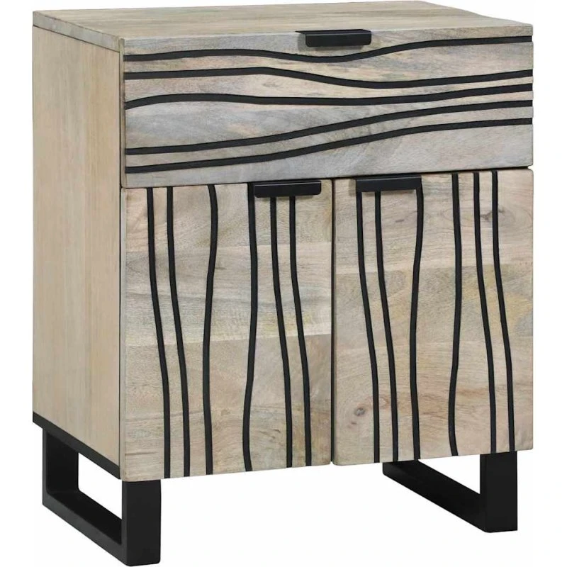 vidaXL Natskab Hvid og Sort 50 x 33 x 60 cm Massivt Akacietræ
