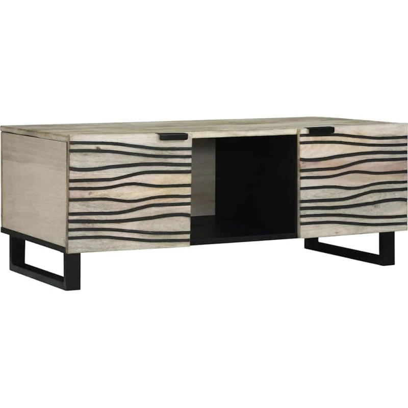 vidaXL Sofabord Beige og Sort 100 x 54 x 40 cm i Massivt Akacietræ