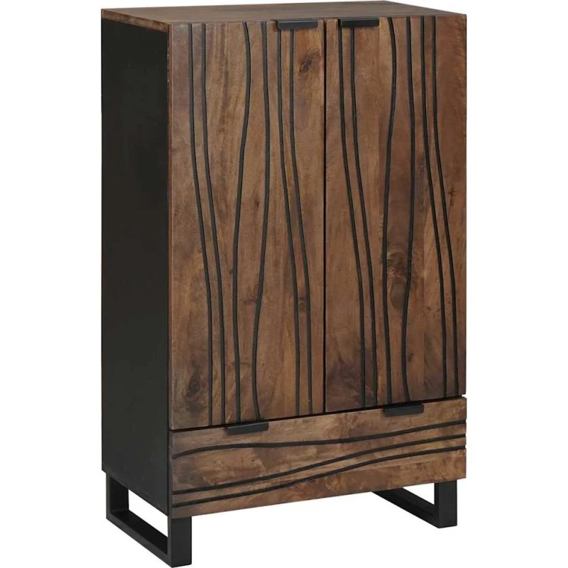 vidaXL Højskab Brun 60x33x100 cm Massivt Mangotræ med Skuffe