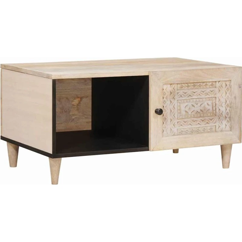 vidaXL Sofabord med hylde Beige 80 x 50 x 40 cm Akacietræ