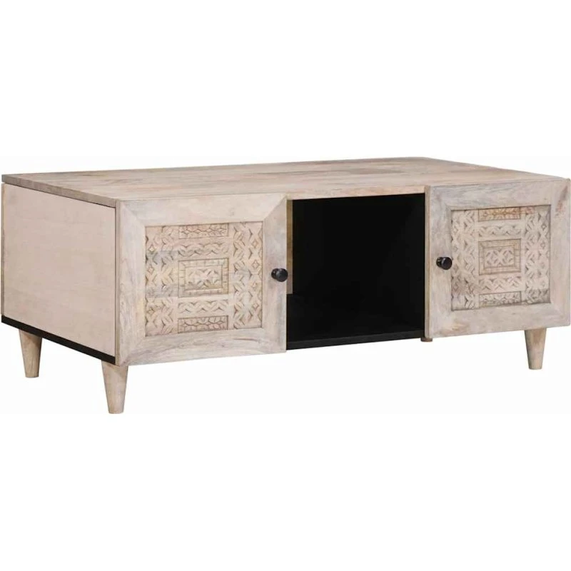 vidaXL Sofabord med hylde Beige 100 x 54 x 40 cm Akacietræ