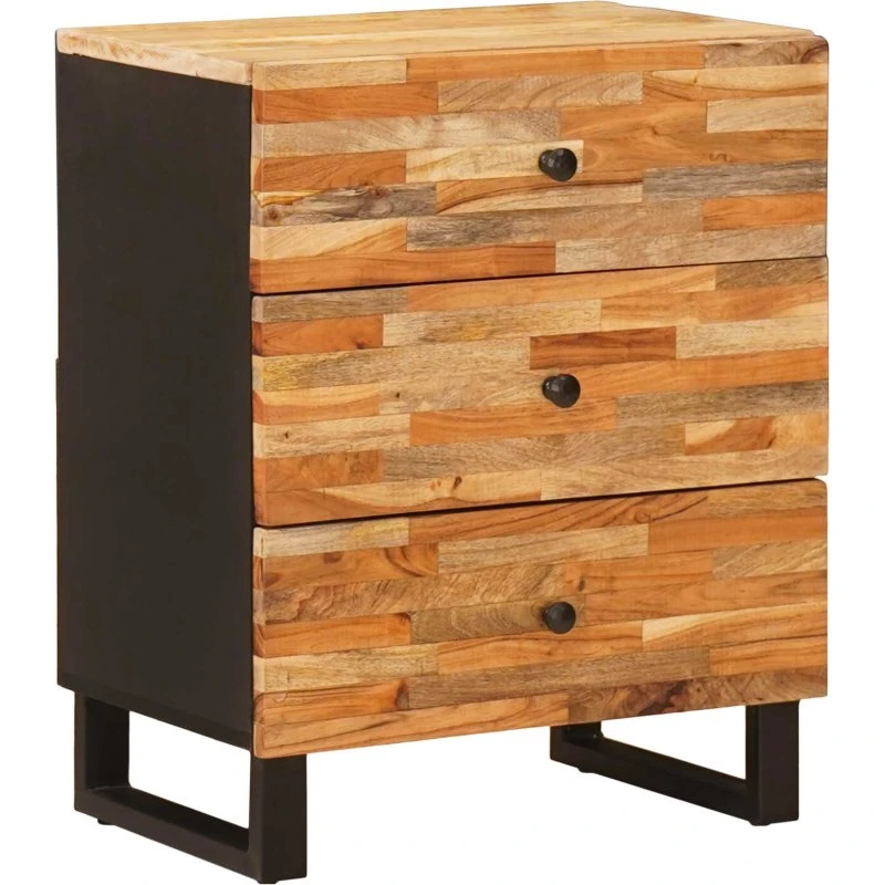 vidaXL Sengekabinett med skuffe Brun 50 x 33 x 62 cm, massivt mangotræ