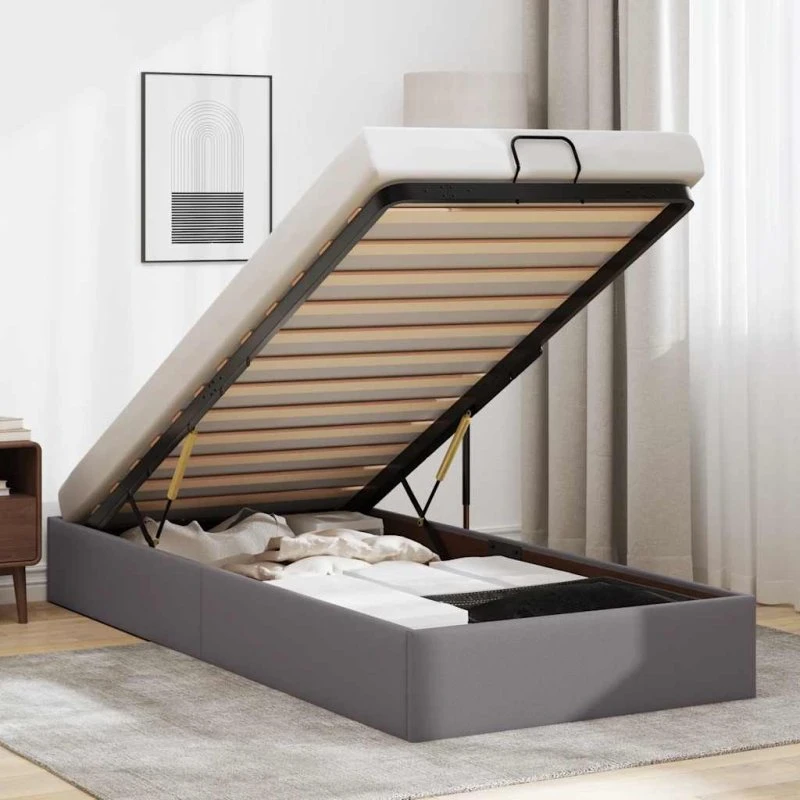 vidaXL Osmannisk Sengeramme 90x200 cm Kunstlæder Grå