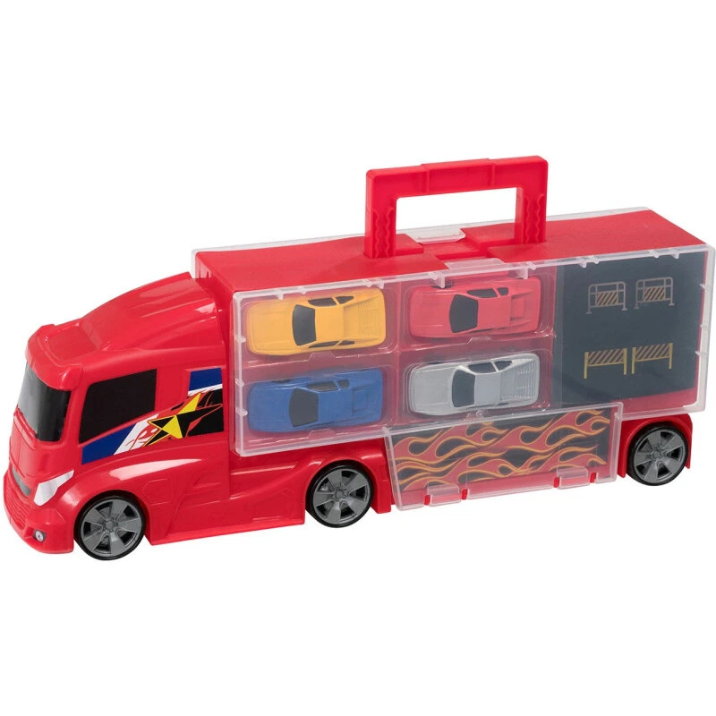 Teamsterz Truck Carry Case 34 cm – lastbil med 4 metalbiler