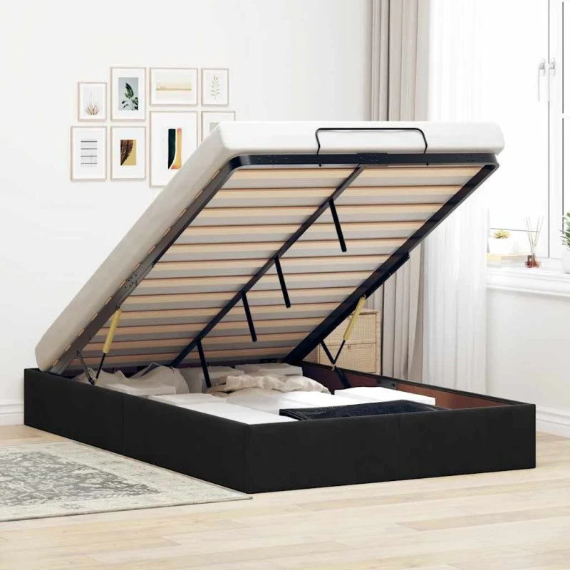 vidaXL Osmannisk sengeramme 120x190 cm fløjl sort