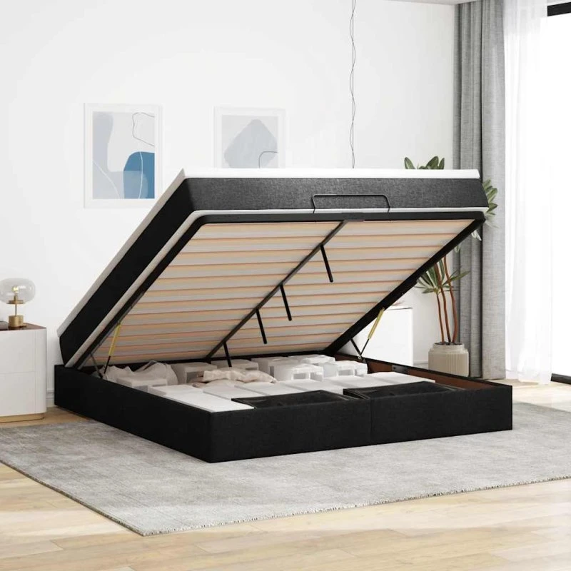 vidaXL Osmannisk Sengeramme med Madras 160x200 cm Sort