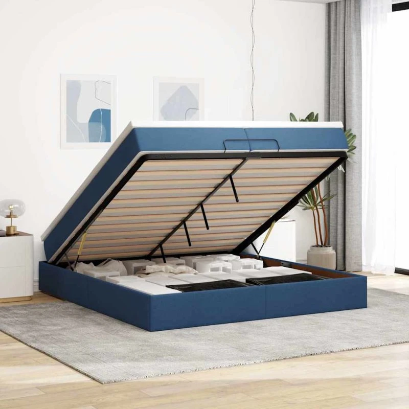 vidaXL Osmannisk Sengeramme med Madrasser 200x200 cm, Blå