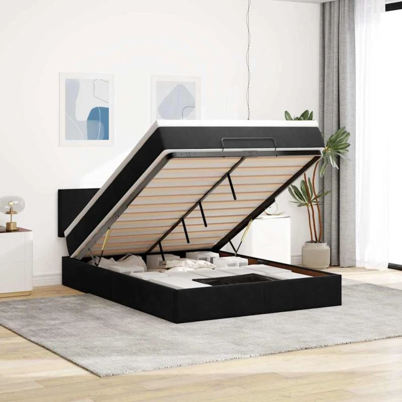 vidaXL Osmannisk Sengeramme med Madras 140x190 cm, Fløjl Sort