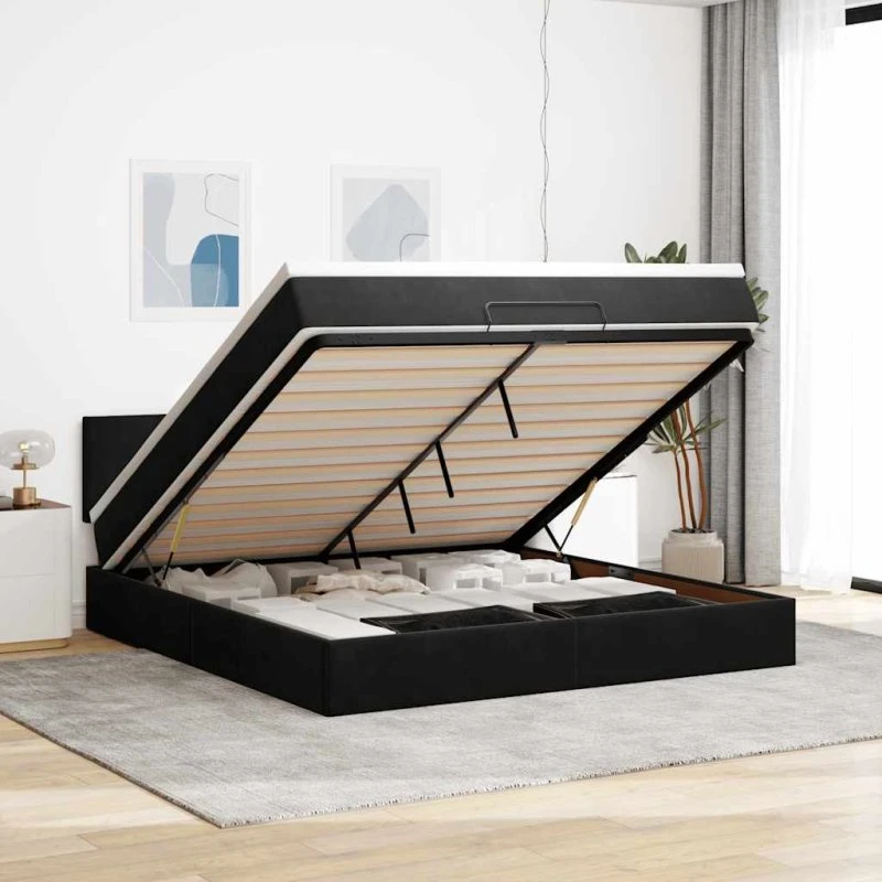 vidaXL Osmannisk Sengeramme med Madras 160x200 cm Fløjl Sort