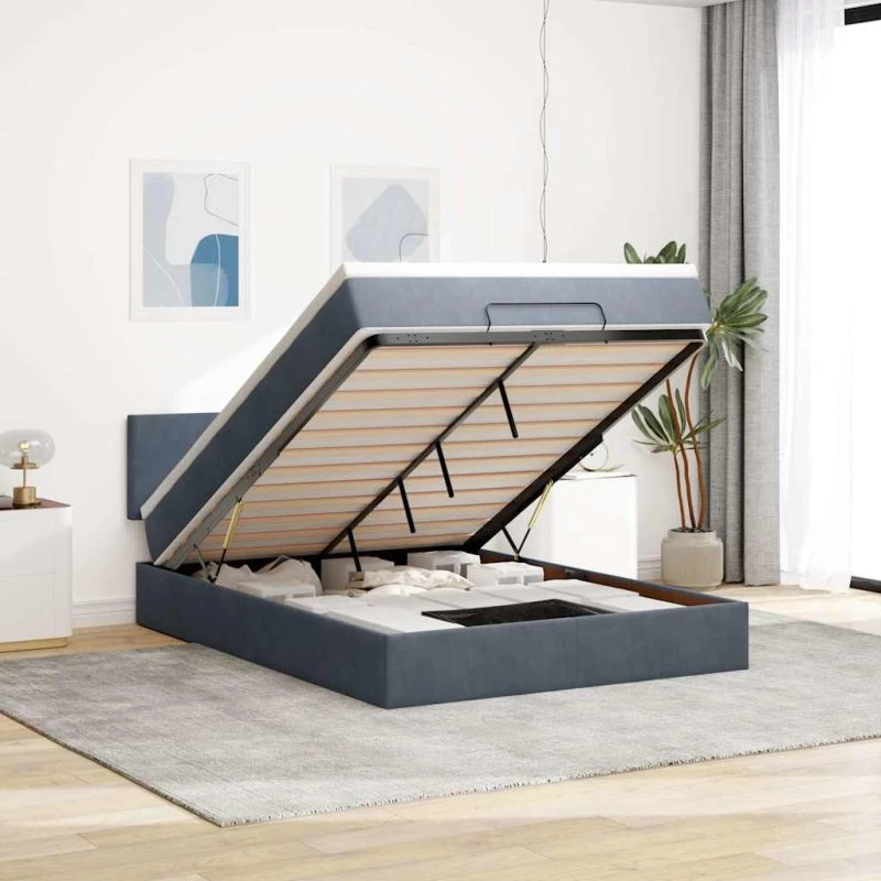 vidaXL Osmannisk Sengeramme 140x190 cm med Fløjl Madras Mørkegrå