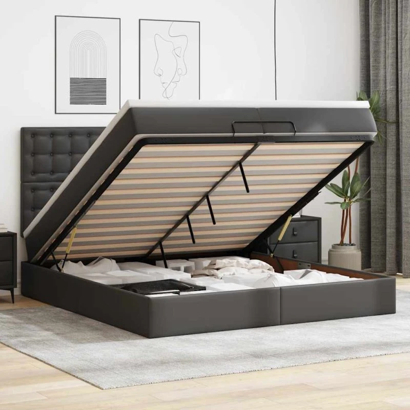 vidaXL Osmannisk sengeramme 200x200 cm med kunstlæder og pocketmadras