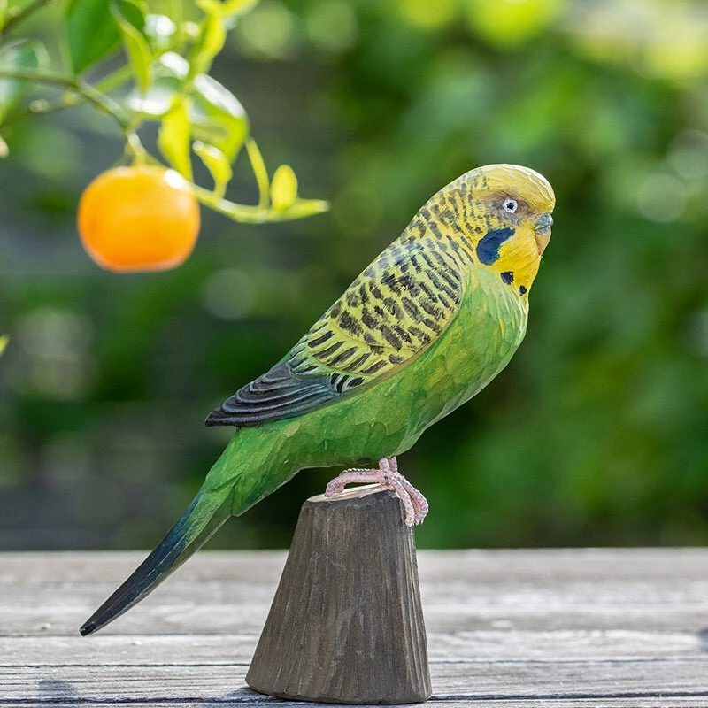 Wildlife Garden Undulat håndskåret træfugl (13×5,2×15 cm)