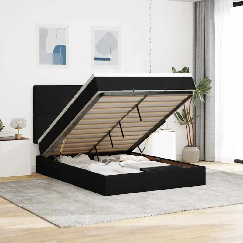 vidaXL Osmannisk Sengeramme med Madrasser 140x190 cm Fløjl Sort