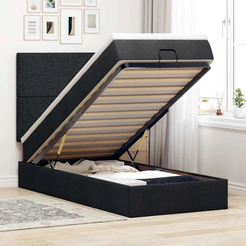 vidaXL Osmannisk Sengeramme med Madras 100x200 cm Sort