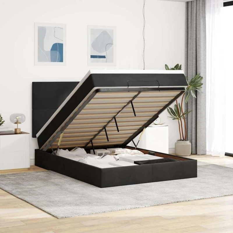 vidaXL Osmannisk Sengeramme 140x190 cm med Fløjl Madras Sort