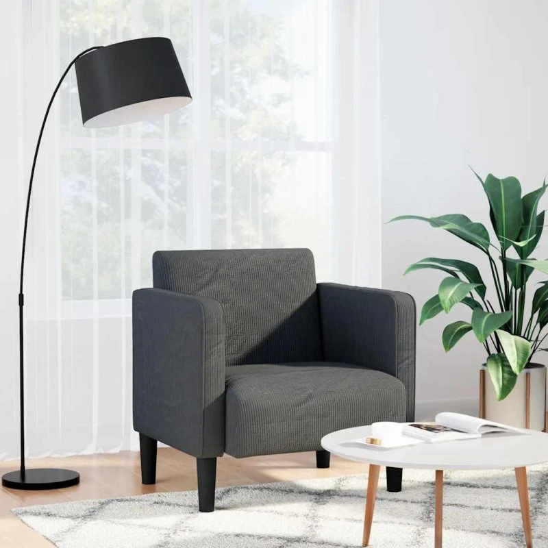 vidaXL Sofastol med armlæn 54 cm mørkegrå fløjlsstof