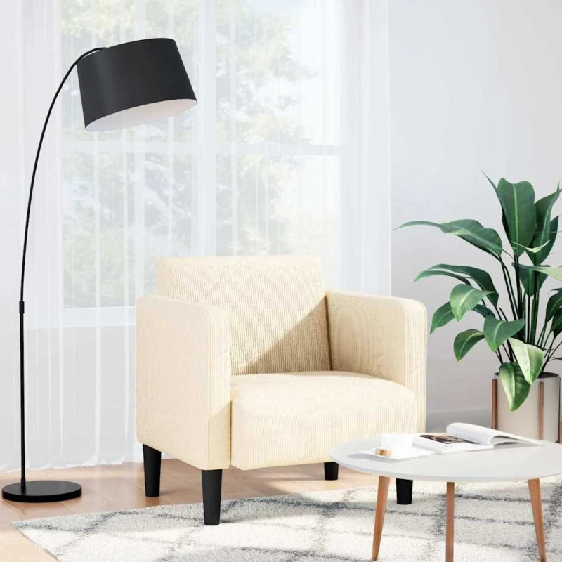 vidaXL Sofastol med armlæn 54 cm fløjlsstof cremefarvet
