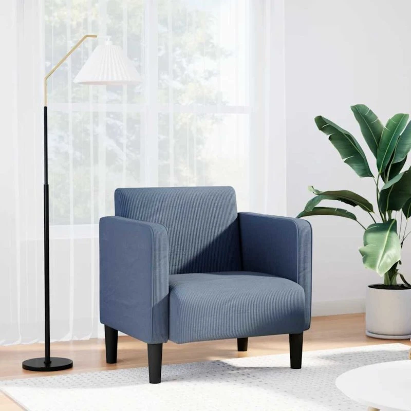 vidaXL Sofastol med armlæn 54 cm blå fløjlsstof