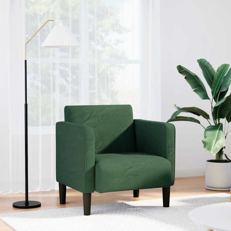 vidaXL Sofastol med armlæn 54 cm mørkegrøn fløjlsstof