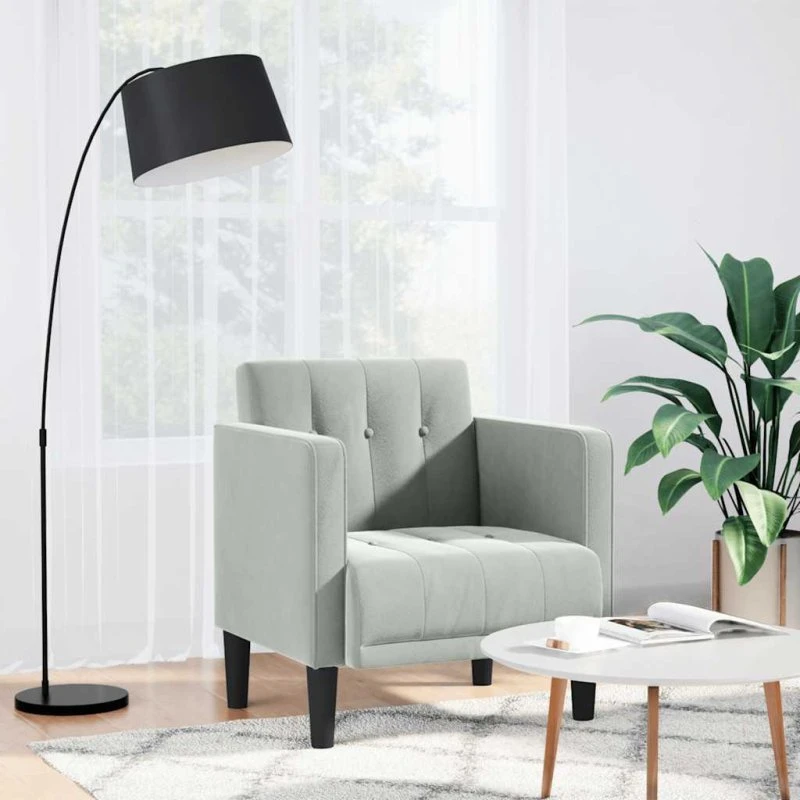 vidaXL Sofastol med Armlæn 53 cm, Fløjl, Lysegrå