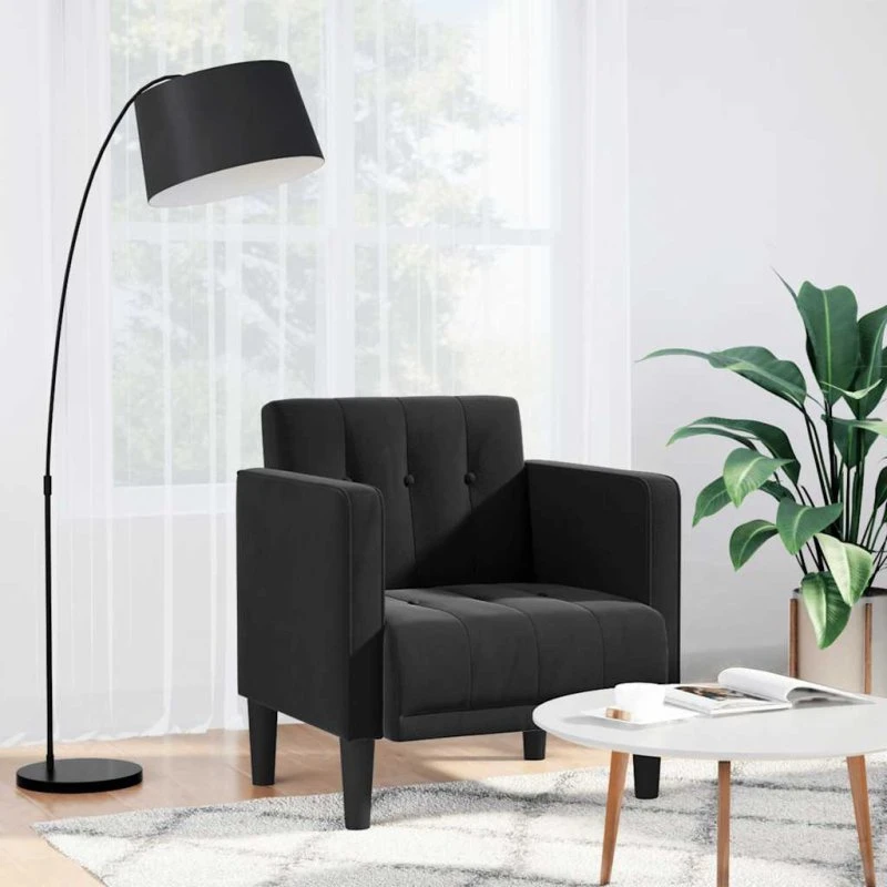 vidaXL Sofastol med Armlæn 53 cm Fløjl Sort