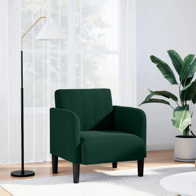 vidaXL Sofastol med armlæn 54 cm, fløjl, mørkegrøn