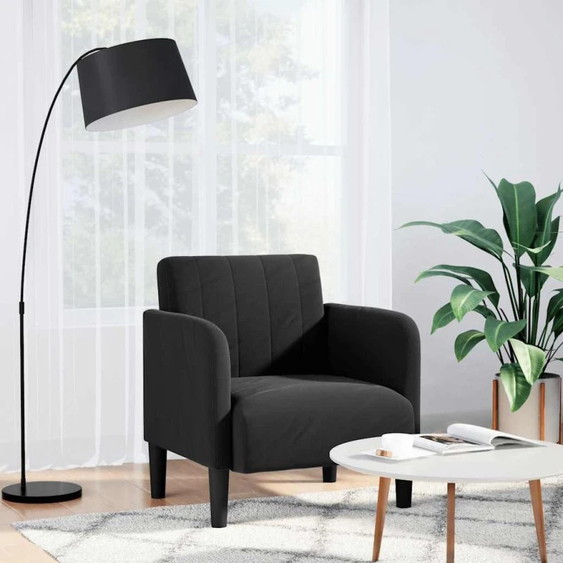 vidaXL Sofastol med Armlæn 54 cm, Fløjl, Sort