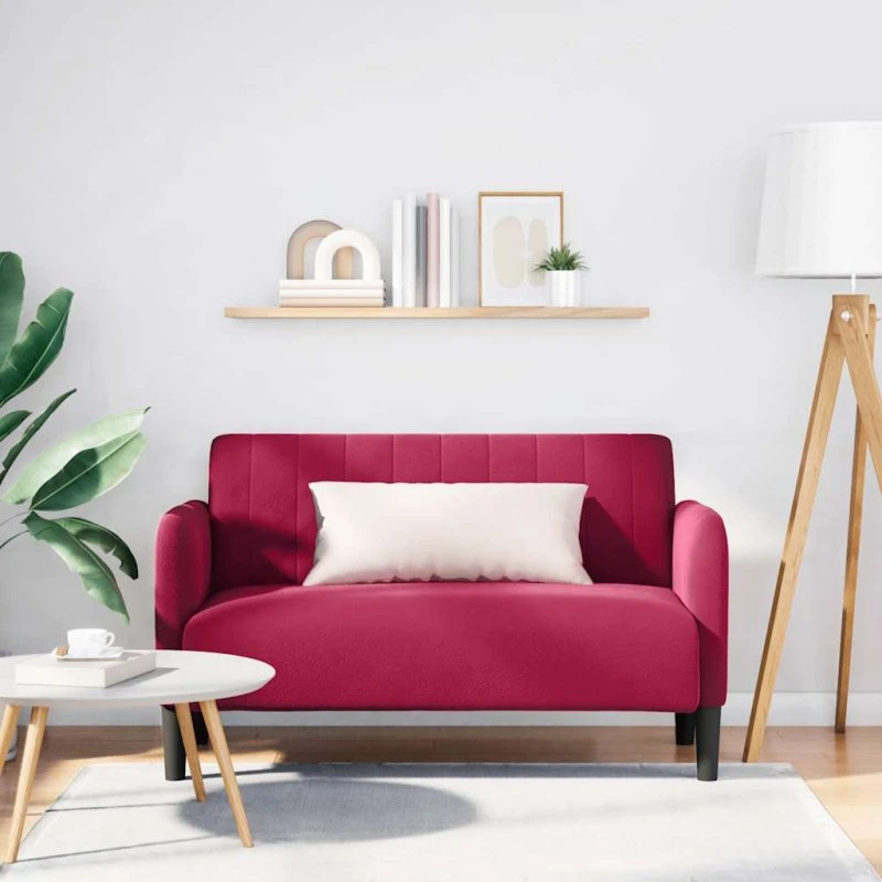 vidaXL Elskovssofa 109 cm fløjl vinrød