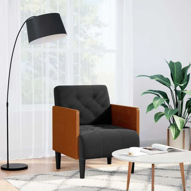 vidaXL Sofastol med Armlæn 55 cm, Fløjl, Sort