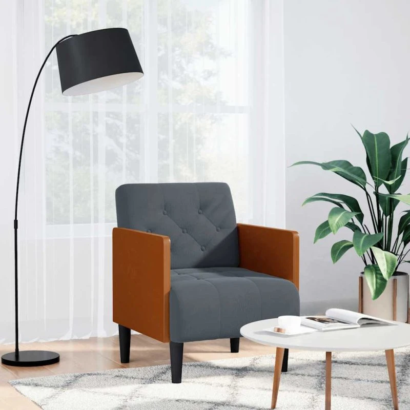 vidaXL Sofastol med Armlæn 55 cm Fløjl Mørkegrå