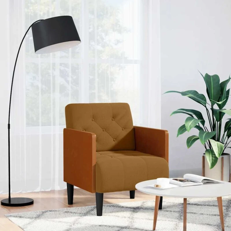 vidaXL Sofastol med Armlæn 55 cm Fløjl Brun