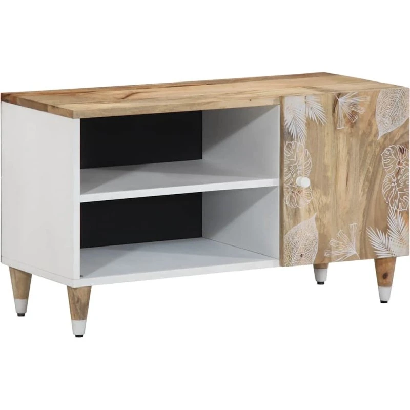 vidaXL tv-bord 80x31,5x46 cm i massivt mangotræ, mørkegrønt